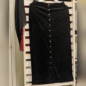 Vintage stretch black cordoroy skirt